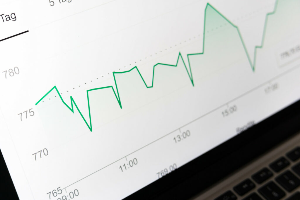 data curves displayed on a laptop